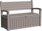 80 Gallon Outdoor Storage Bench Deck Box Waterproof Lockable,Outdoor Storage Furniture for Patio,Garden and Porch,Tools and Cushions（Grey Stripe）