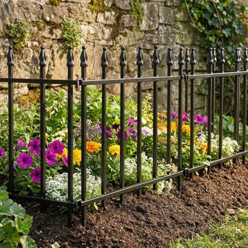garden border fence, 23" w x 17" h, front angle view