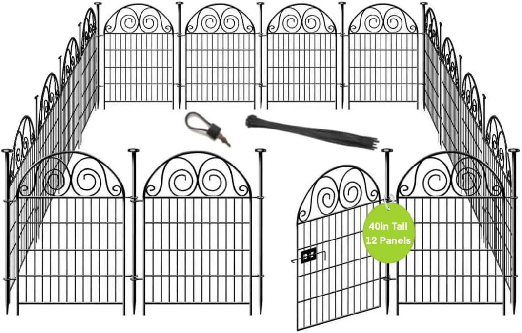 getlay tall garden animal barrier fence with gate,40 shown in use