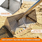 sand flea rake with beach mesh shovel, detachable showing dimensions