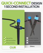 hiraliy 118ft drip irrigation kit with water timer showing dimensions