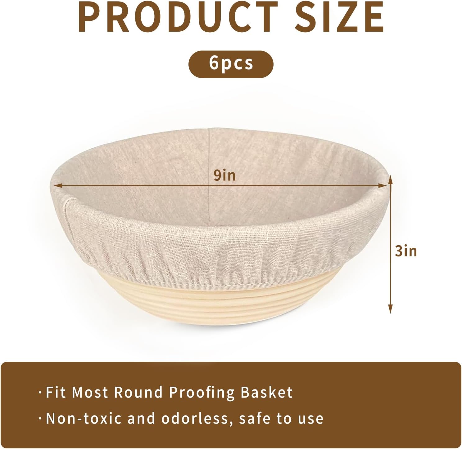 6 Packs Round Banneton Basket Liner for Bread Proofing Cover, 9 inches | banneton liners，Cloth，Sourdough Proofing, Natural Rattan Proofing Cover, For Banneton Basket, Homemade Baking Dough