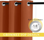 NICETOWN Blackout Short Curtain 63 inches Long for Windows, Thermal Insulated Curtain Grommet Room Darkening Window Treatment for Bedroom/Living Room, 1 Panel, W46 x L63, Burnt Orange
