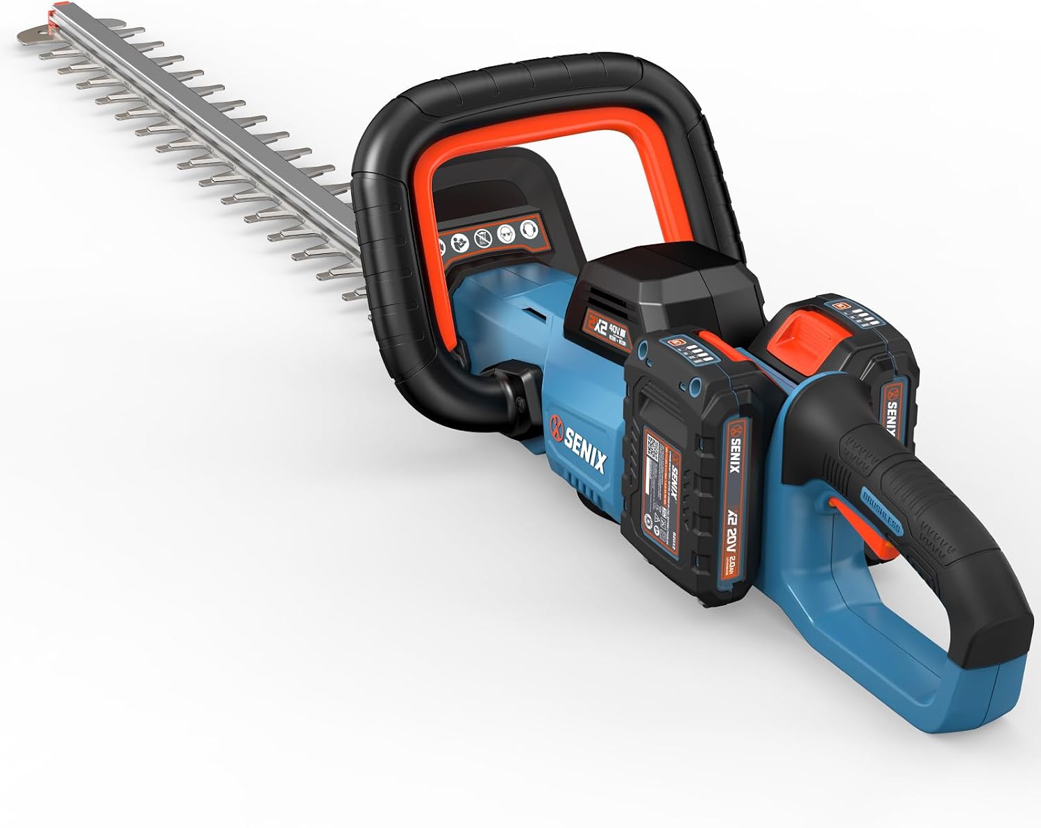 SENIX 40V 24-Inch Cordless Hedge Trimmer, 1-Inch Cut, Grey | Includes 2 Batteries & Dual-Port Charger, Dual-Action Blades, Lightweight, Ideal for Yard Landscaping