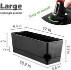 Self Watering Pots for Indoor Plants 17 Inches Window Boxes Planters Rectangular Flower Pots Rectangle Herb Pots Large Plant Pots with Drainage Holes and Saucers Windowsill Planter (2, Black)