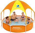 Bestway 56543E Splash in Shade 8 Foot x 20 Inch Outdoor Family Kids Spray Play Swimming Pool and Canopy with Water Sprayer