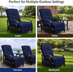 Kozyard Adjustable Outdoor Reclining Lounge Chair, Cushioned Patio Chaise Lounge with Extendable Metal Frame for Sunbathing, Reading & Relaxing – Comfortable Outdoor Recliner(Navy Blue)