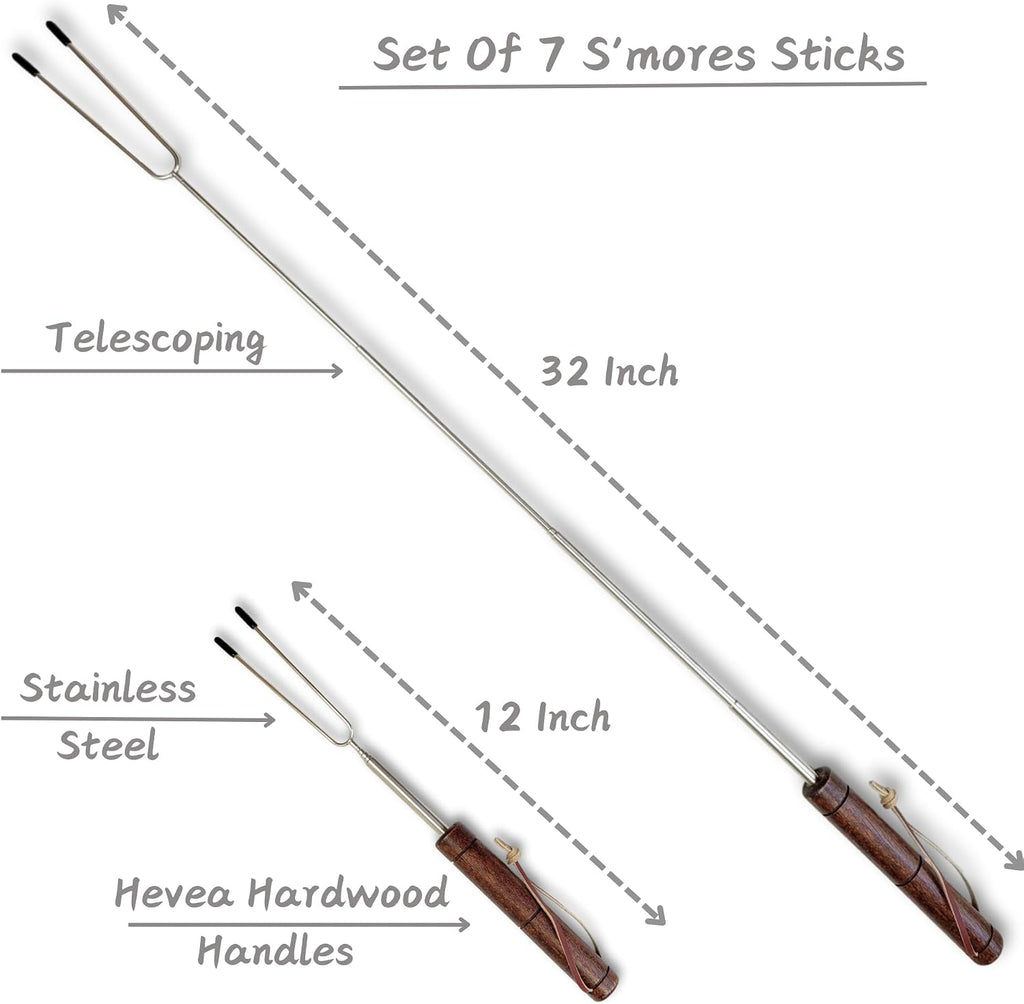 Smores Sticks For Fire Pit [Set Of 14] - Marshmallow Roasting Sticks For Campfire, Classic Smore Sticks - Hot Dog Sticks For Campfire - SUMPRI Campfire Sticks
