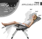 Magshion Zero Gravity Reclining Patio Camping Lounge Chair, Grey | w/Removable Cushion, Side Tray & Cup Holder, Adjustable Folding Anti Gravity Recliner for Indoor and Outdoor