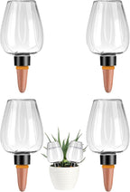 4 Pcs Plant Watering Globes Self Watering Planter Insert Plants Top Fill Water Device Plastic Water Bulbs Slow Release Terracotta for Plants, Clear