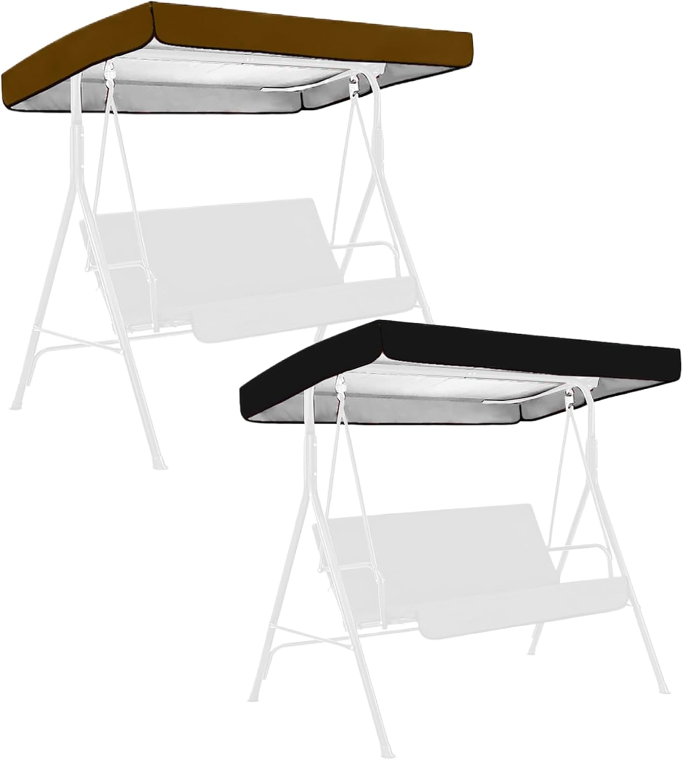 Swing Canopy Replacement 75x47 Inch Waterproof Sunproof Outdoor Swing Cover Replacement Patio Hammock Canopy Roof for Garden Chair Coffee