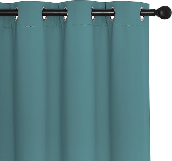 NICETOWN Blackout Drapery Curtain Panel 90 inches Long - Window Treatment Thermal Insulated Grommet Blackout Curtain/Drape for Bedroom Living Room (Sea Teal, 1 Panel, 46 by 90 inches)