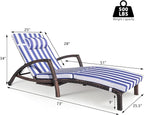 Chaise Lounge Chairs Outdoor Set of 4, Comfy Outside Wicker Patio Pool Lounge Chair w/ 5 Adjustable Back Angle, Cup Holder, Thicken Cushion