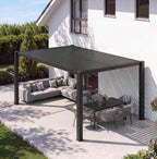 aoxun louvered pergola 10x12, 3.8" thick posts, 82.5, side view