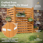 aoxun air conditioner fence, 3-panel wood privacy screen, close-up detail