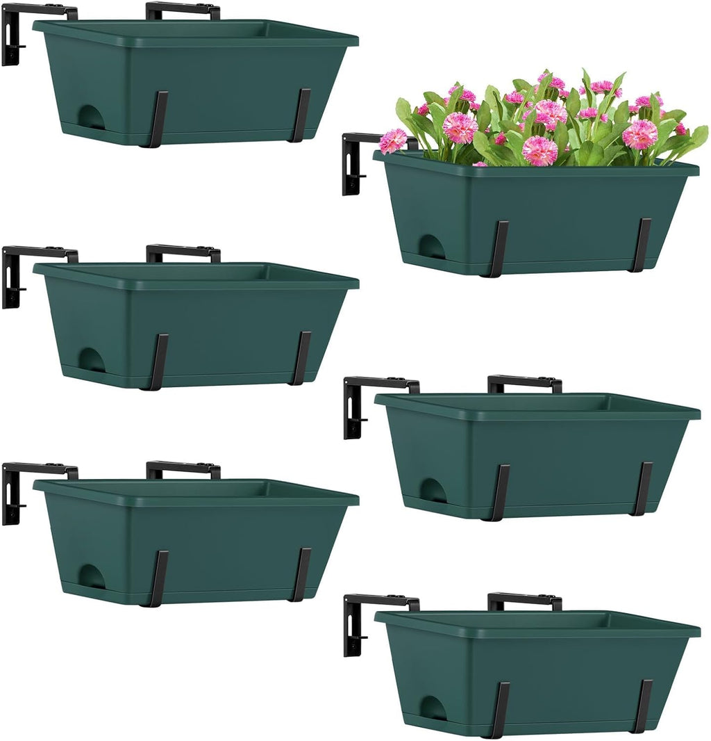 eteli 6 pack deck railing planter boxes metal, main product view