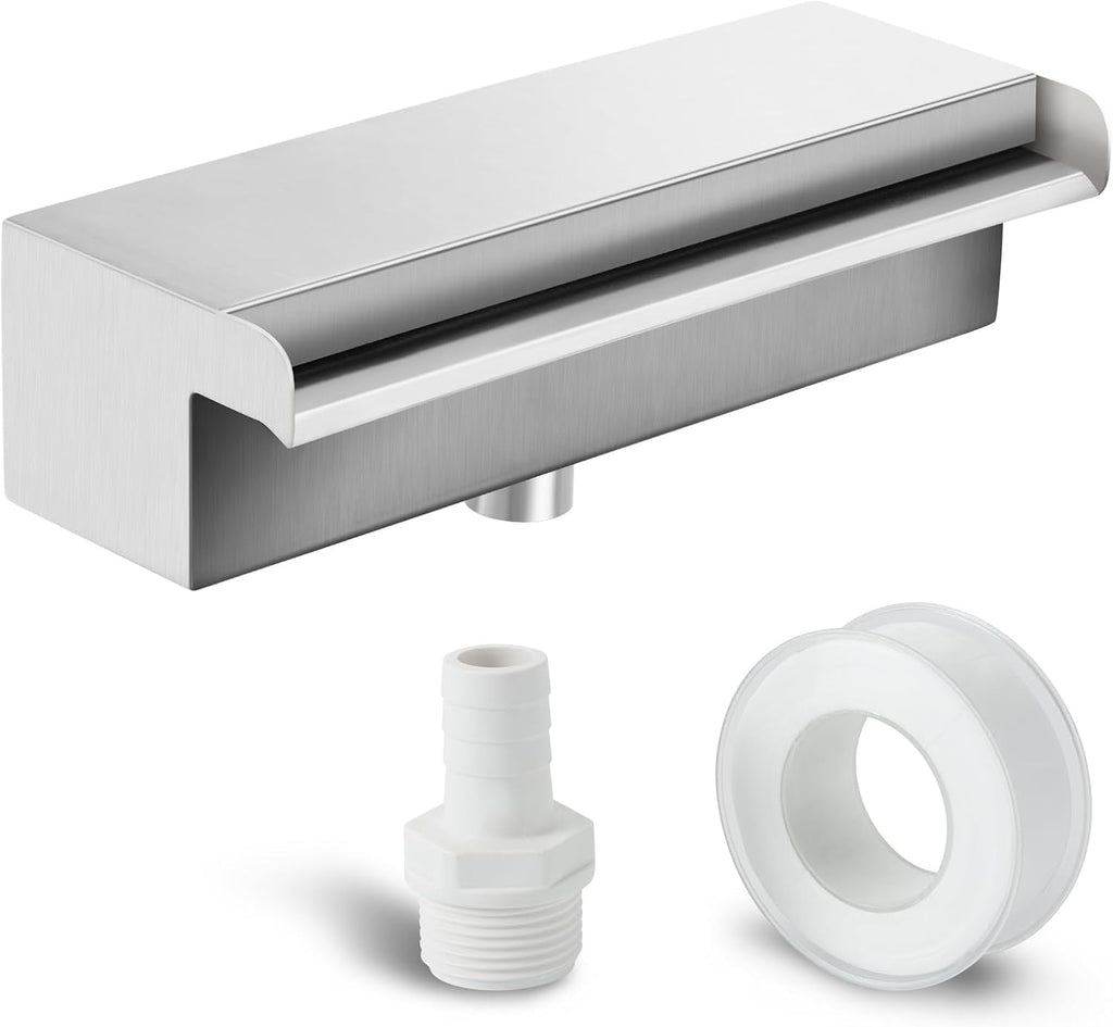 Waterfall Pool Fountain 304 Stainless Steel 11.8" Rectangular Waterfall Spillway for Pools, Fountains,Pond and Spa's