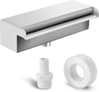 Waterfall Pool Fountain 304 Stainless Steel 11.8" Rectangular Waterfall Spillway for Pools, Fountains,Pond and Spa's