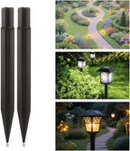 8.25" Reinforced ABS Plastic Solar Ground Spikes - Durable Solar Light Replacement Stakes for Garden, Pathway, Deck, Camping, Christmas Lights (Fits 0.83" Inside Diameter) (Black-6 Pack)