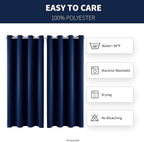 Water Proof Outside Curtains with Grommet Top for Porch, W52 x L120 Thermal Insulated Washable Light Block Outdoor Divider Drapes for Patio Gazebo Deck Pool Area Pergola Cabana (Navy, 2 Panels)