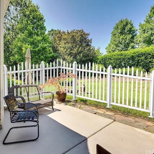 1 set vinyl picket fence panels white 84''wx36''h, front angle view