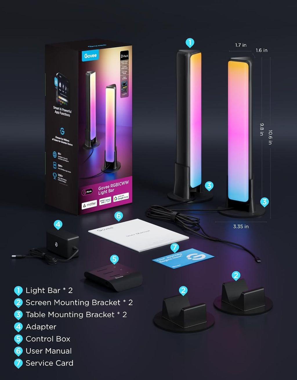 govee smart light bar, rgbicww tv lights for, view 9