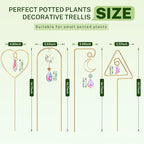 Small Trellis for Potted Plants Indoor with Colorful Crystal Sun Catcher, 14.17 Inch Metal Plant Lattice for Mini Potted Plant Decoration for Home Window Garden 4 Pack