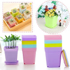 Haawooky 48 PCS 3 Inch Colorful Plastic Plant Pot,Plastic Square Nursery Pots,Seedling Nursery Pots with Saucers for Garden,Home,Office,Balcony Decor,Garden Gifts