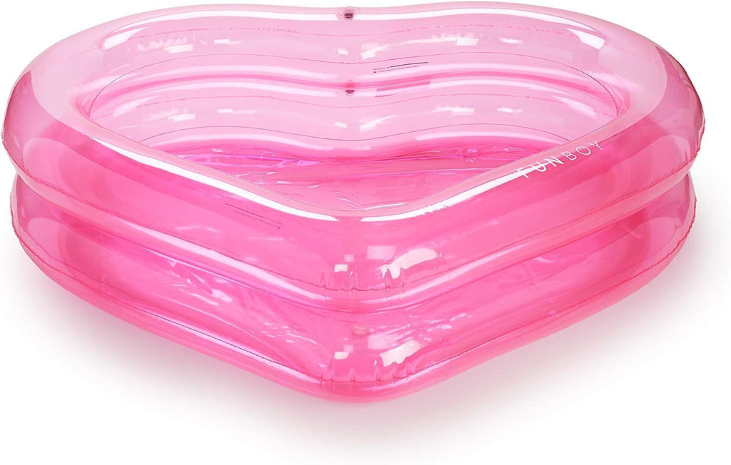 FUNBOY Giant Inflatable Luxury Clear Pink Heart Kiddie Pool, Year-Round Fun for Ball Pits, Swimming Pools, a Summer Pool Party and The Beach