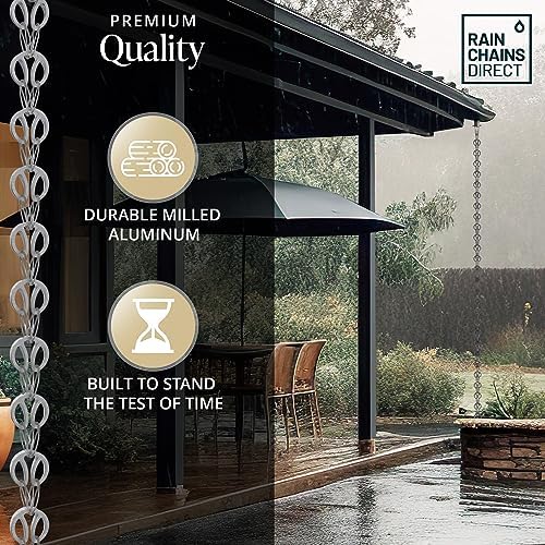 rain chains direct - modern loop rain chain showing dimensions