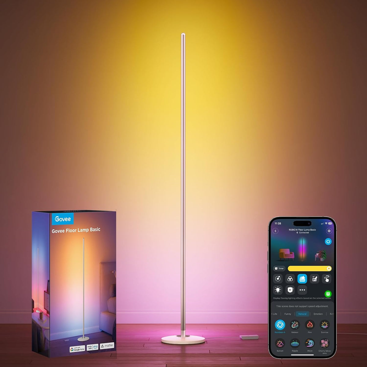 govee rgbic floor lamp basic, 1000lm led corner, main product view