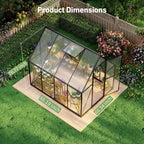 6x8 ft greenhouse with hygrometer, windproof warm plant shown in use