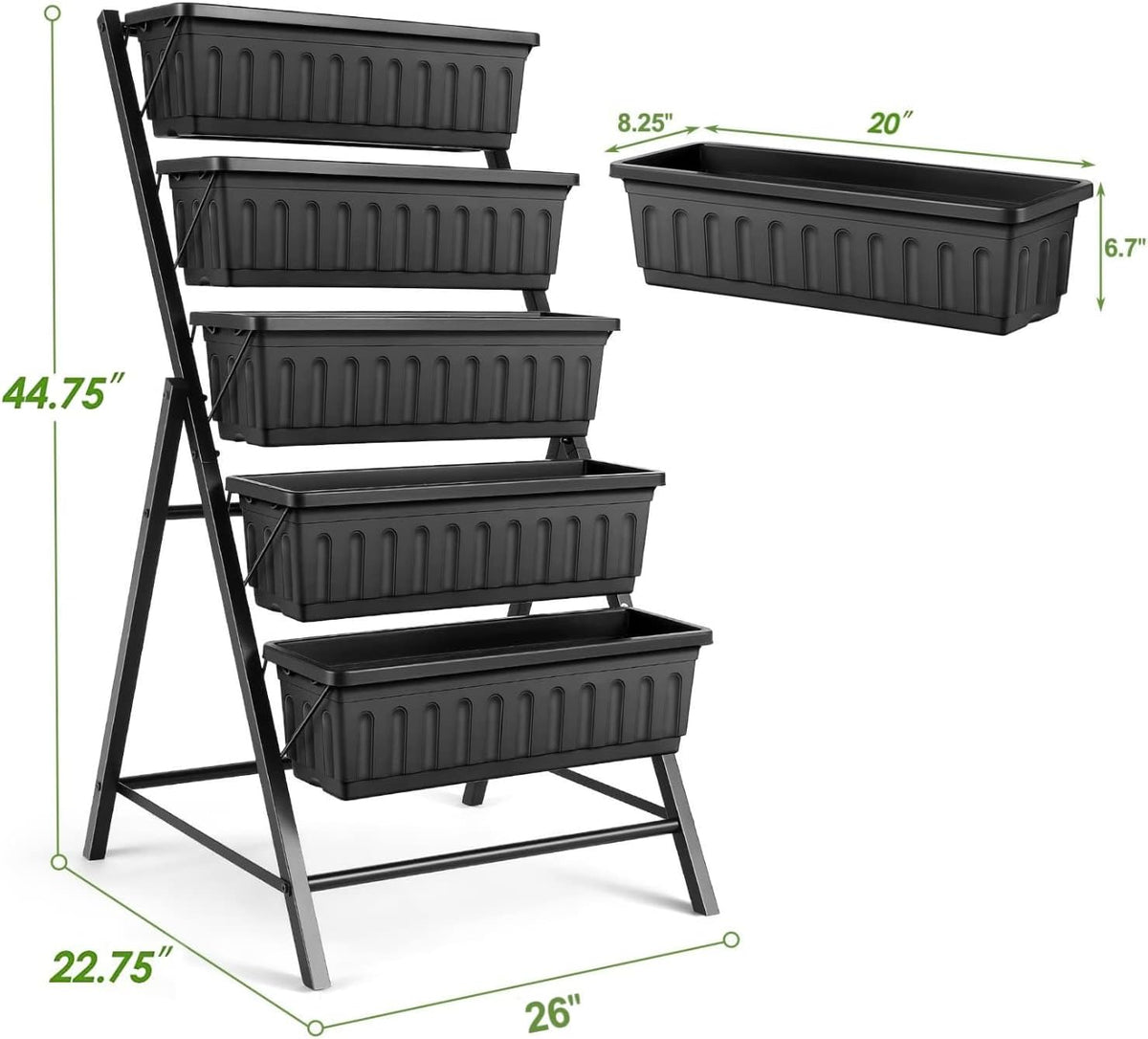sejov 4ft vertical raised garden bed, 5 tiers, front angle view