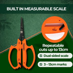 Saboten Japanese Harvesting Shears, Magnetic Springless, Fine-Tip Angled Blade, Fluorine-Coated Steel, Non-Slip Grip, Safety Lock, Made in Japan (Orange)