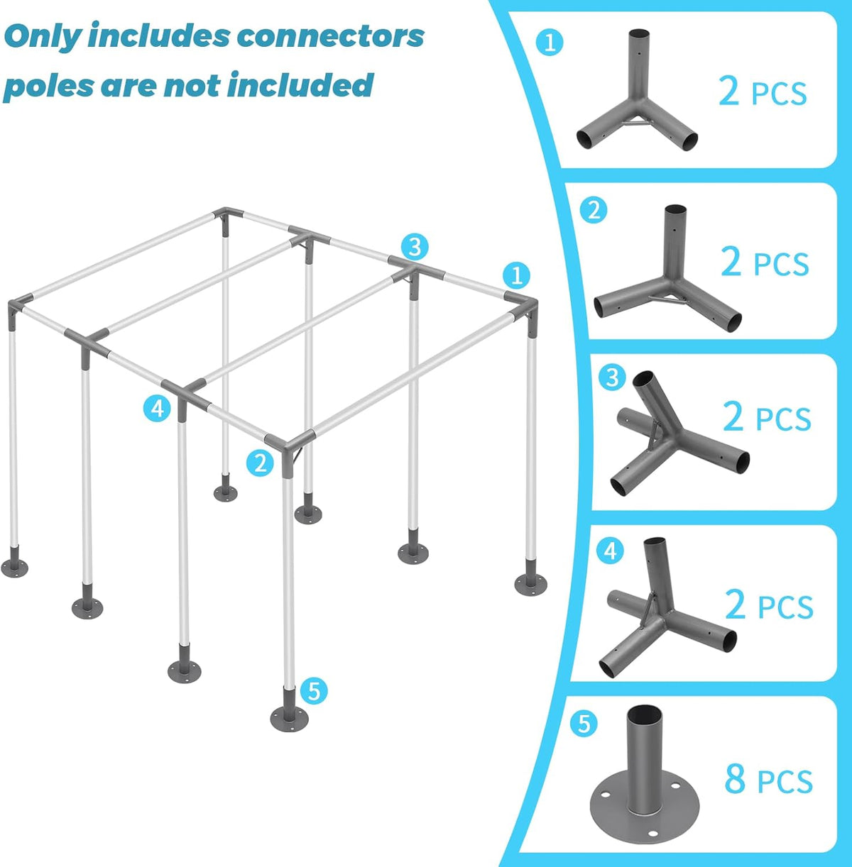 8 leg carport kits，slant roof canopy fitting kit shown in use