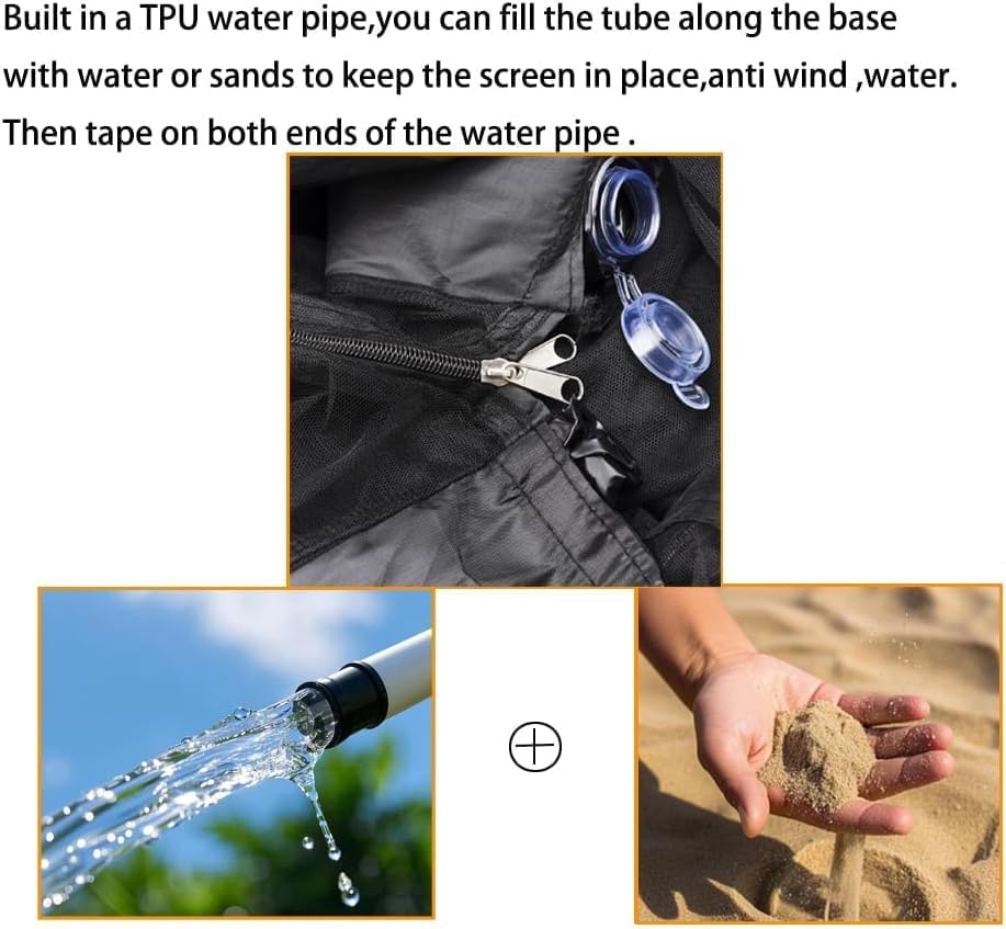 6ft/9ft/11ft patio umbrella mosquito netting with zipper door showing dimensions