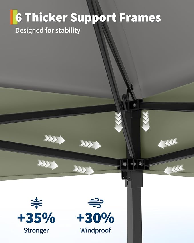 Canopy Tent 13x13 ft, Pop Up Gazebo One-Push Setup with 4 SandBags for Backyard Parties and BBQs, Mosquito Netting & Height Adjustable - Grey