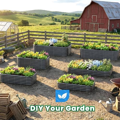 quictent galvanized oval raised garden bed kit, 6x3x1 on a desk or shelf