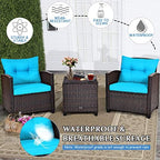 tangkula 3 pieces patio furniture set, pe rattan, view 9
