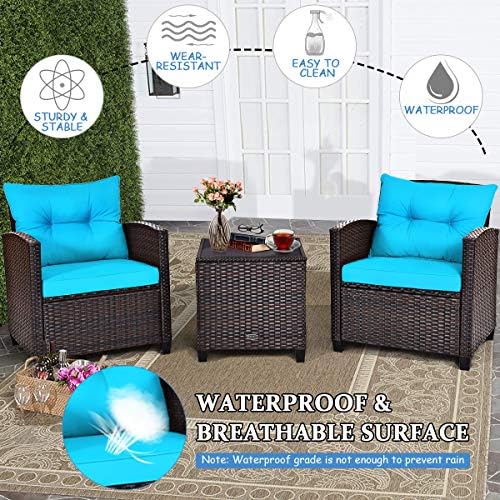 tangkula 3 pieces patio furniture set, pe rattan, view 9