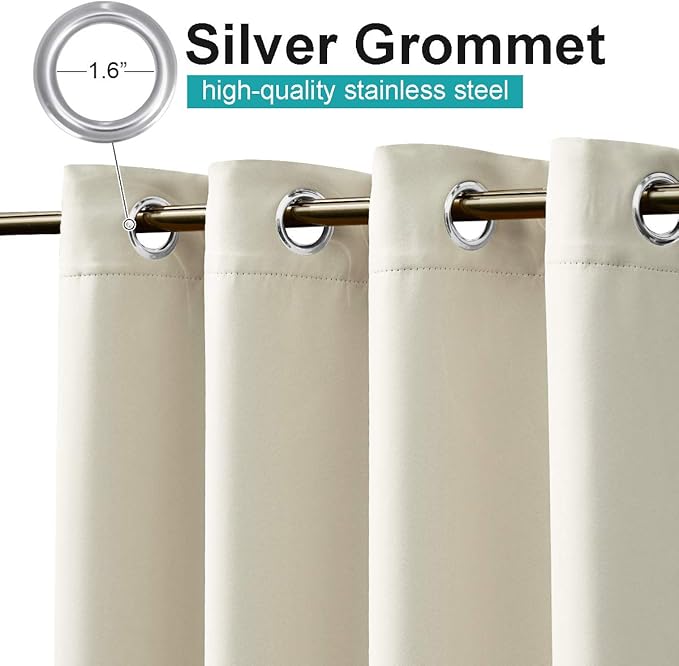 NICETOWN Outdoor Curtain for Patio Waterproof, Home Decor Thermal Insulated Grommet Top Blackout Indoor Outdoor Vertical Blind/Drape for Garage & Downstairs Window, W84 x L95, 1 PC, Beige