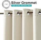 NICETOWN Outdoor Curtain for Patio Waterproof 108" Long, Triple Weave Stainless Steel Silver Grommet Thermal Insulated Privacy Room Darkening for Outdoor Living, Beige, 1 Panel, 52" Wide