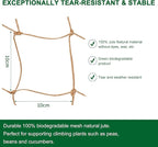 Jute Trellis Netting - Jute Netting for Garden, Heavy Duty Plant Support Netting for Climbing Plants, Cucumber, Vine, Fruits & Vegetables, Climbing Vining Plants (3.3 Ft X 6.6 Ft, 3.9 Inch Squares)