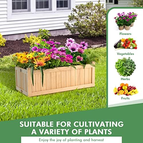 s afstar outdoor wooden planter box, folding raised, side view