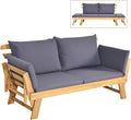 tangkula convertible acacia wood patio sofa bed with, main product view
