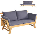 tangkula convertible acacia wood patio sofa bed with, main product view