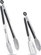 Kitchen Tongs, Joinkitch Stainless Steel Cooking Tongs Set 2 pack (12-inch.9-inch) With Heat Resistant Handle For Kitchen Outdoor Barbeque Salad Fish Thick Steak