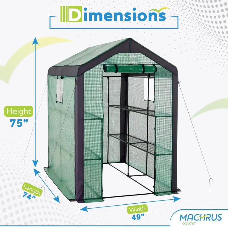 machrus ogrow walk-in portable greenhouse, outdoor indoor grow shown in use