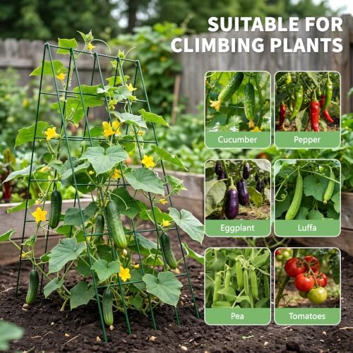 docred 39.4" h cucumber trellis, 2 pack foldable, side view