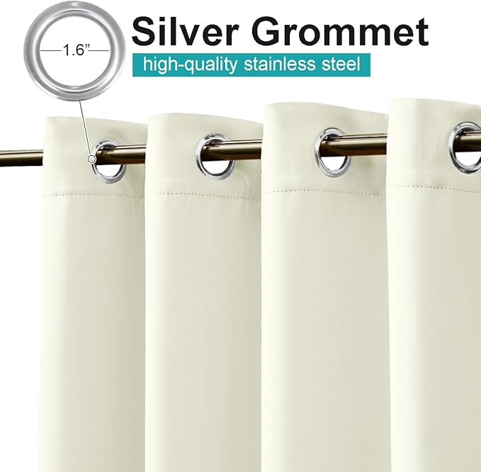 NICETOWN Fade Resistant Outdoor Patio Curtains Waterproof 2 Panels, Xenon Arc Tested Grade 4 Fade Proof, W52xL84 in Thermal Insulated UV Protection Drapes for Sunroom & Pergolas, Light Beige